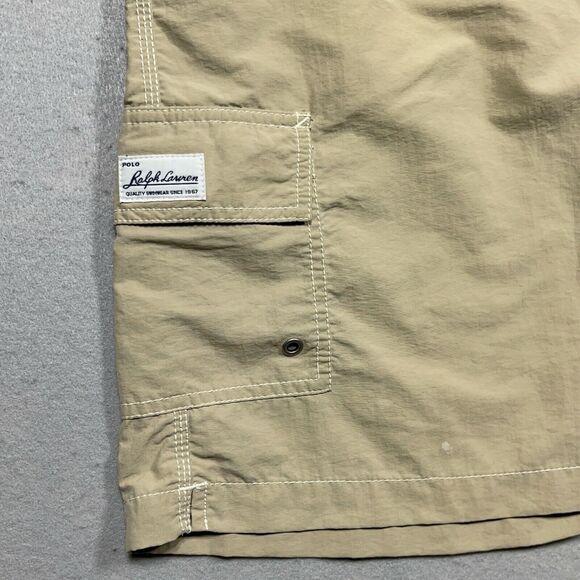 Polo‎ Ralph Lauren Board Shorts Men 36 Large Swim Shorts Cargo Lined Beige - Picture 2 of 12